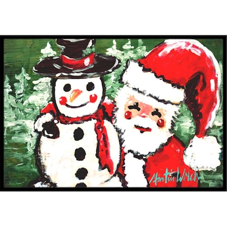 Friends Snowman And Santa Claus Indoor Or Outdoor Mat 24 X 36 In.